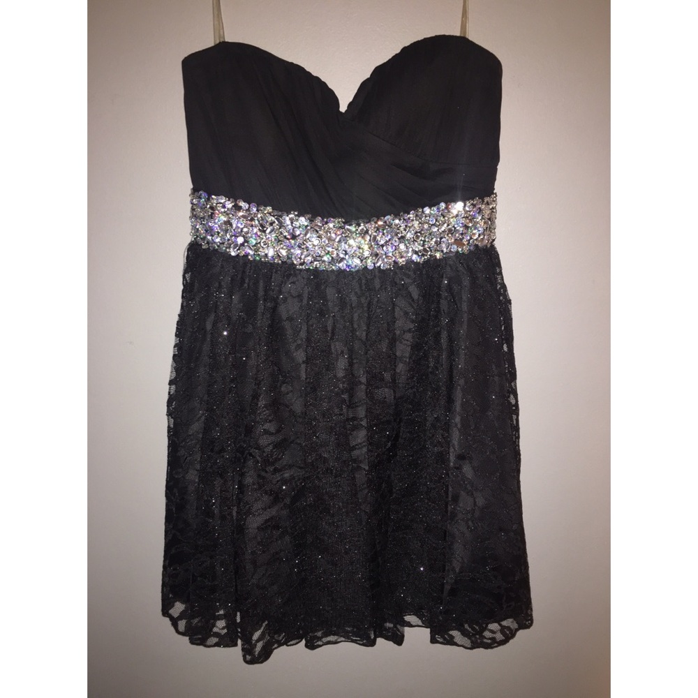 Strapless black homecoming dress